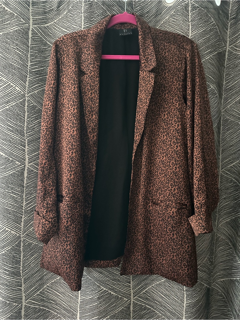 bobeau Leopard Print Blazer Rust Brown and Black